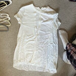 White Short Sleeve t-shirt dress with v cut